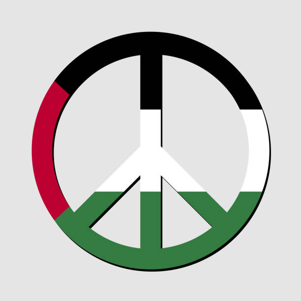 istock Palestine flag in peace symbol. No war. Peaceful concept. Vector illustration 1384669761
