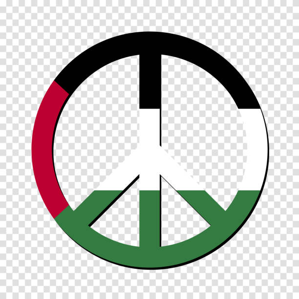 istock Palestine flag in peace symbol. No war. Peaceful concept. Vector illustration 1384669769