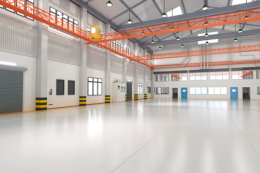 3d rendering empty factory interior or storehouse