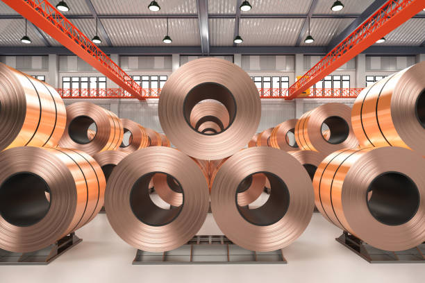 istock roll of copper sheets or heap of copper tapes 1384673528