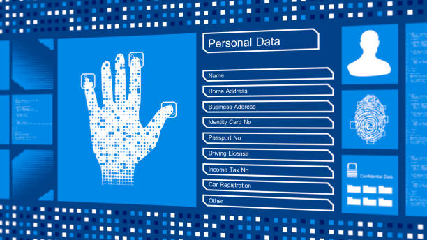 istock Person identity concept with touch screen biometrics security by fingerprint 1384677711
