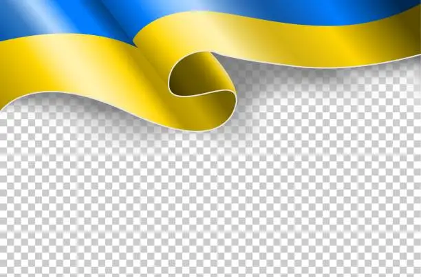 Vector illustration of Ukraine Flag Frame Located On Top On Transparent Background