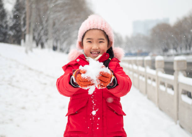 Little Girl Playing Snow