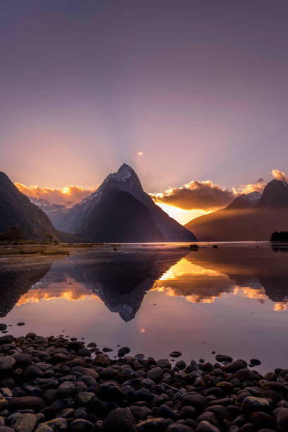 Miter Peak Golden Hours reflections - New Zealand