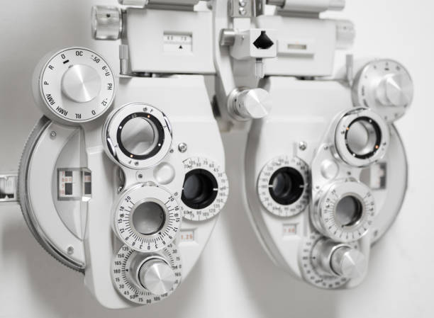 istock Eye Exam Equipment Close-up 1384686304