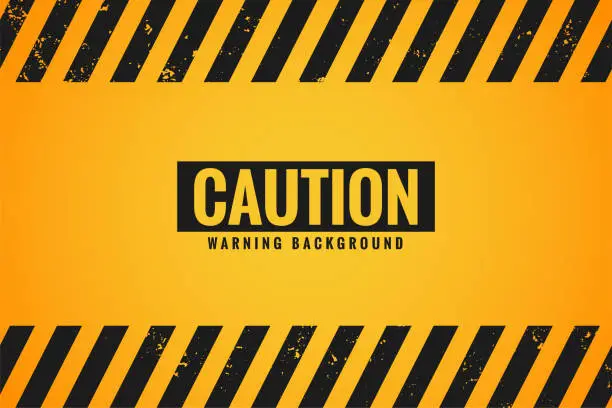 Vector illustration of caution warning yellow background with black stripes