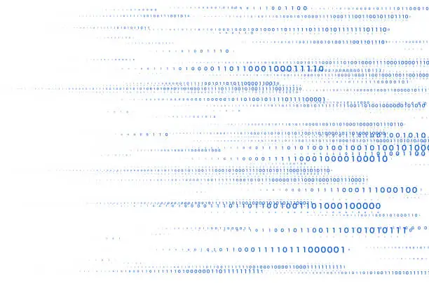 Vector illustration of binary code streaming numbers in horizonal