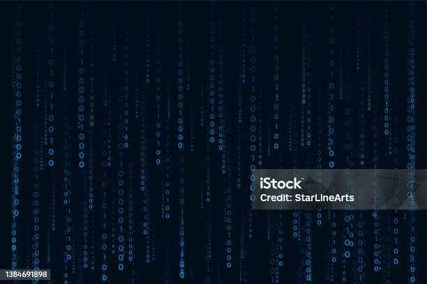 Matrix Style Binary Code Digital Falling Numbers Blue Background Stock ...
