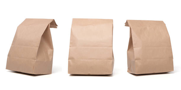 istock Group of Lunch Paper bag isolated on a white background 1384694032