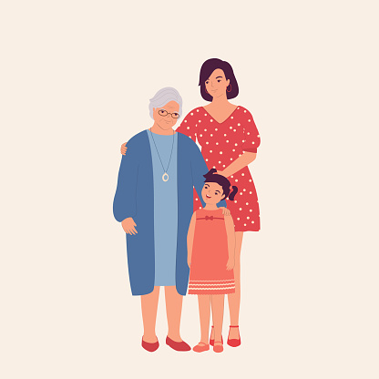 Three Generations Of Women. Multi-Generation Family.