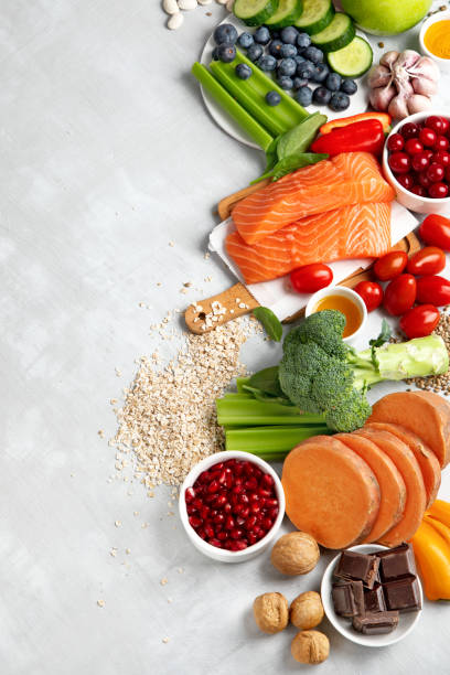 istock Anti Aging foods on light background. 1384701399