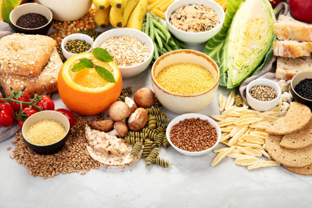 istock Best Sources of Carbs on a white background. 1384701458