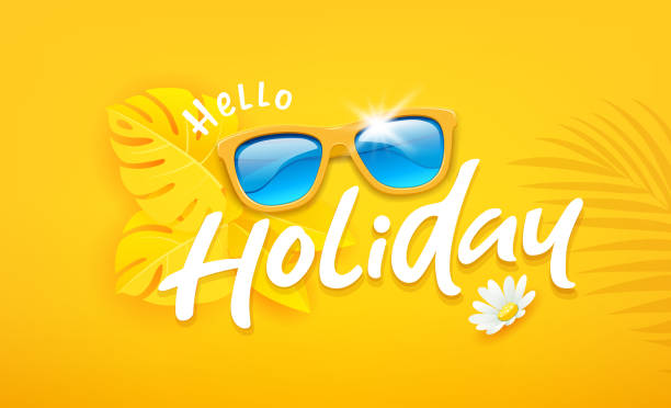 Lunettes de soleil avec fond de design de vacances jaune - Illustration vectorielle