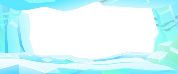 istock View from cave. Arctic landscape. Iceberg ice Antarctica. Beautiful winter scenery. Ice freeze into ocean. Cold frozen water. Vector 1384702484