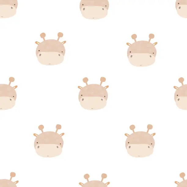 Vector illustration of Seamless pattern with cute giraffe. simple flat vector. Hand drawing for children. animal theme. baby design for fabric, textile, wrapper, print.