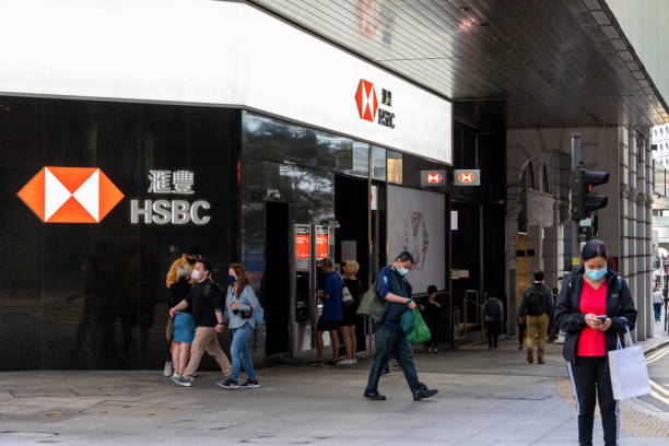 hsbc in central, hongkong - hsbc stock-fotos und bilder