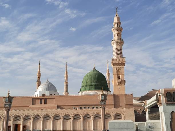 Beautiful View of Prophet Mosque Madinah The Prophet's Mosque is one of the largest mosques in the world and the second holiest site in Islam after the Grand Mosque in Makkah. al masjid an nabawi photos stock pictures, royalty-free photos & images