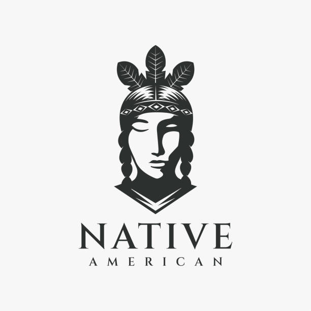 illustrazioni stock, clip art, cartoni animati e icone di tendenza di illustrazione vettoriale dell'icona nativa americana su sfondo scuro - indigenous culture immagine