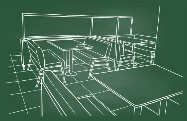 Vector illustration of Diner Restaurant Interior Chalkboard