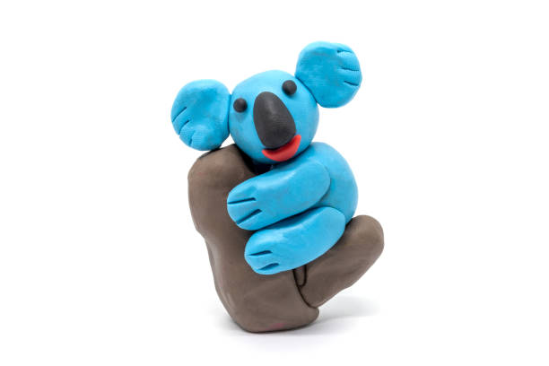 Koala bear on white background. Handmade clay plasticine