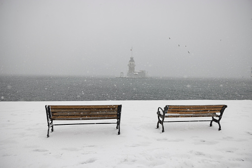 Maiden's tower in a winter day at Istanbul