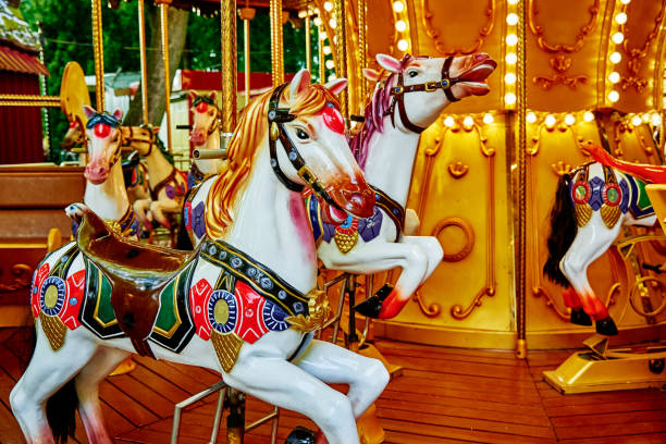 istock Horse carousel at amusement park 1384737469