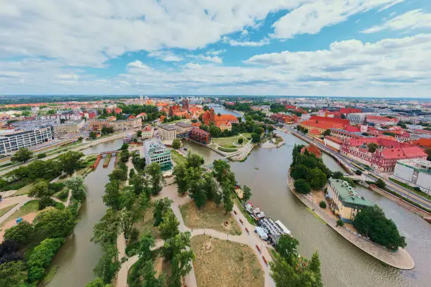 Photo of Wroclaw city panorama. Old town in Wroclaw, aerial view