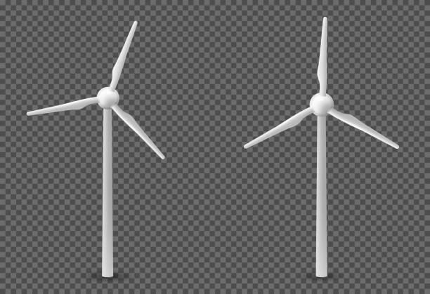 ilustraciones, imágenes clip art, dibujos animados e iconos de stock de efecto realista de turbina eólica, ilustración vectorial - wind wind power energy tower