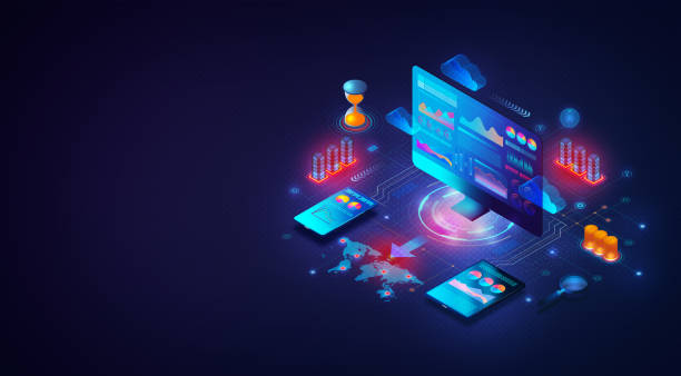 Business Intelligence and Business Analytics Concept - 3D Illustration Business Intelligence and Business Analytics Concept - Set of Methodologies and Technologies that Transform Raw Data into Useful Information Used to Gain Business Insights - 3D Illustration analyse predictive stock illustrations