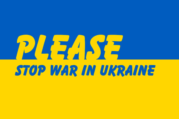 ilustrações de stock, clip art, desenhos animados e ícones de stop the war in ukraine, vector drawing on the ukrainian flag - manifestação de paz