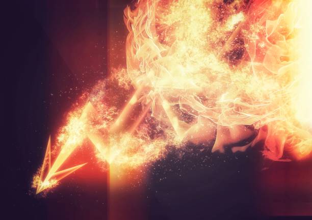 istock Illustration of burning flames and arrows 1384754910