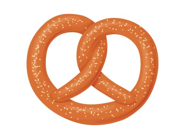ilustraciones, imágenes clip art, dibujos animados e iconos de stock de pretzel. apetitosa panadería bávara. productos sabrosos de pan. - pretzel sesame vector snack