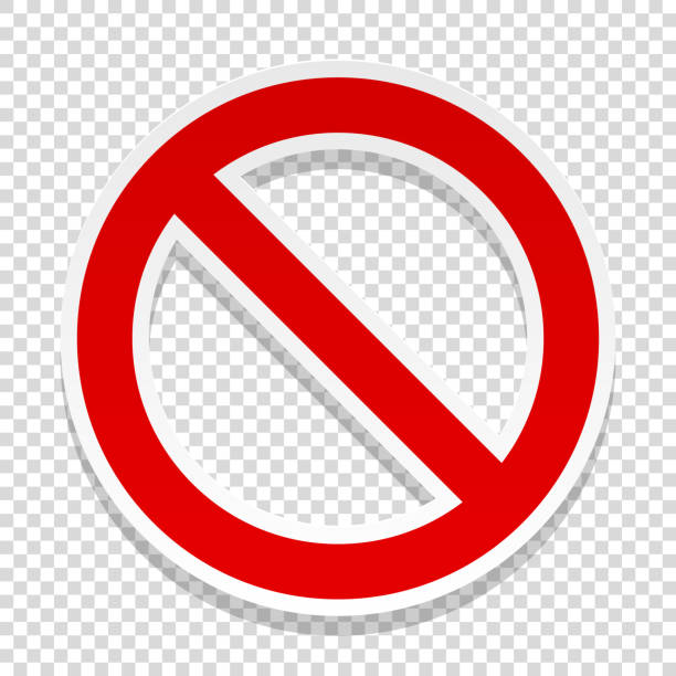 Prohibition sign sticker. Red crossed circle "No" symbol sticker on chequered background. Carefully layered and grouped for easy editing. disallowed stock illustrations