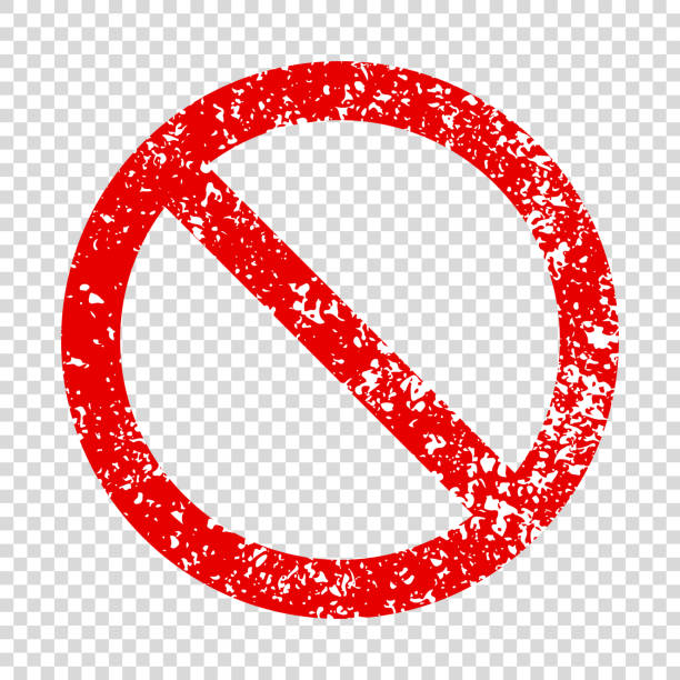 Grunge prohibition sign. Red crossed circle Textured "No" symbol on chequered background. Carefully layered and grouped for easy editing. no sign stock illustrations