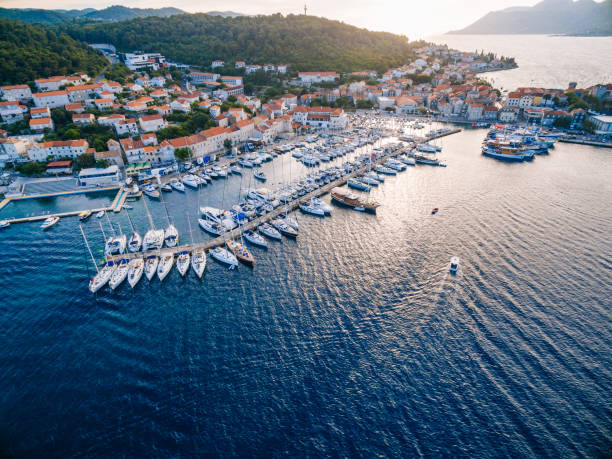 istock Marina bay with sailboats and yachts 1384765749