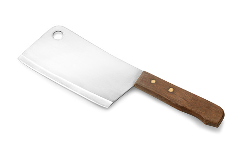Cleaver knife isolated on white background. Meat cleaver knife.
