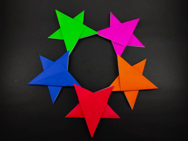istock Five-colored star origami - stock photo 1384769535