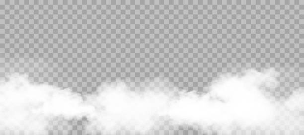flauschiger weißer wolkenhimmel isoliert auf transparentem hintergrund für hintergrundvorlagendekoration oder webbannerbedeckung, vektorillustrationselemente der natürlichen weichen wolkenlandschaft von rauch oder gewitter - storm cloud stratosphere overcast four seasons stock-grafiken, -clipart, -cartoons und -symbole