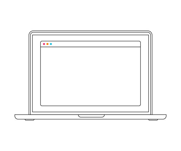 illustrations, cliparts, dessins animés et icônes de ordinateur portable avec navigateur web - laptop browser isolated web page