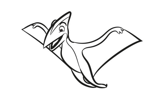 ilustraciones, imágenes clip art, dibujos animados e iconos de stock de pterosaurio dibujos animados ilustración libro para colorear - drawn learn dinosaur