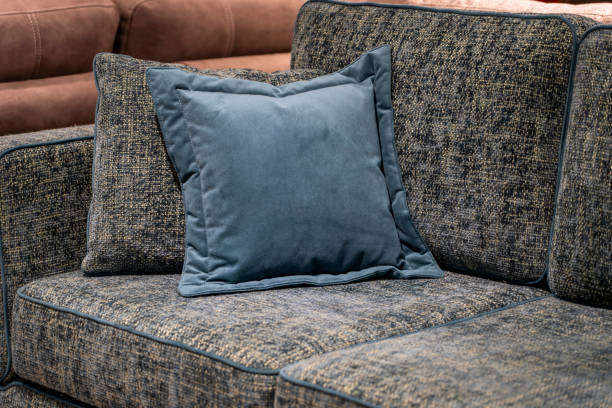istock blue decorative pillow on casual sofa in living room 1384772989