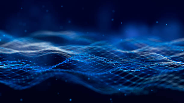 istock Abstract futuristic wave background. Network connection dots and lines. Digital background. 3d 1384776445