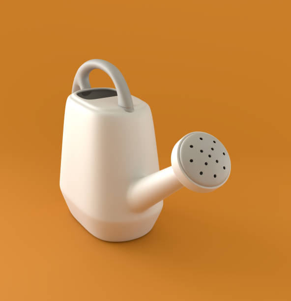 istock Monochrome Watering Can on Orange Background, 3d Rendering 1384777459