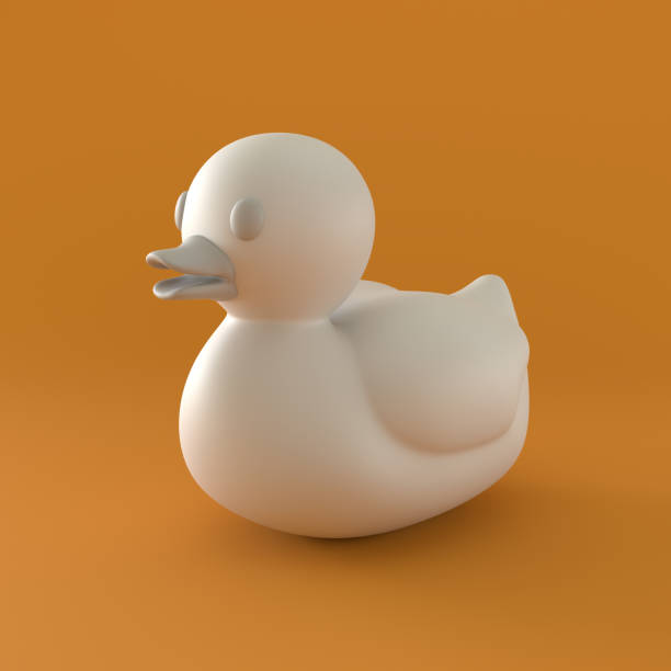 istock Monochrome Rubber Ducky on Orange Background, 3d Rendering 1384777652