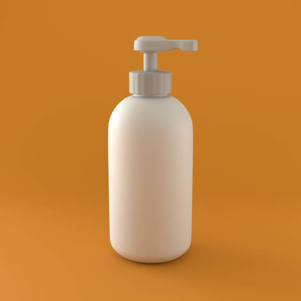 istock Monochrome Soap Dispenser on Orange Background, 3d Rendering 1384778683