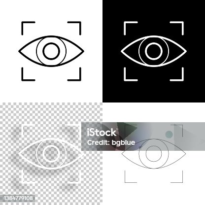 istock Retinal scan. Icon for design. Blank, white and black backgrounds - Line icon 1384779108
