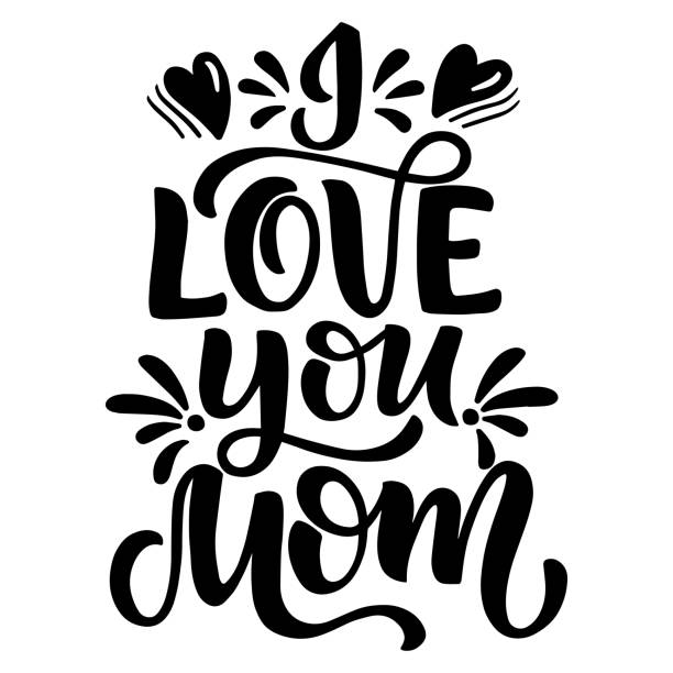 Hand drawn phrase - I love you mom Hand drawn lettering composition. Perfect vector graphic for posters, prints, greeting card, t-shirts, mugs, bags, banners. You can use this illustrations for fashion and greeting card design. i love you mom stock illustrations