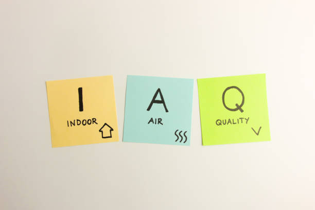 iaq indoor air quality acronym handwritten on sticky notes - vind naturföreteelse bildbanksfoton och bilder