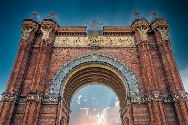 Barcelona, Catalonia: The Arc de Triomf, a triumphal arch built by architect Josep Vilaseca i Casanovas as the main access gate for the 1888 Barcelona World Fair. Neo-Mudéjar style.