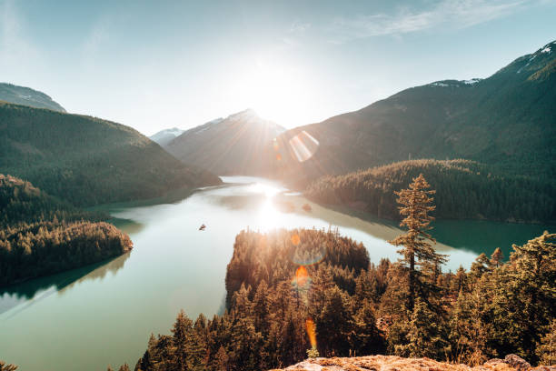 sunset at diablo lake